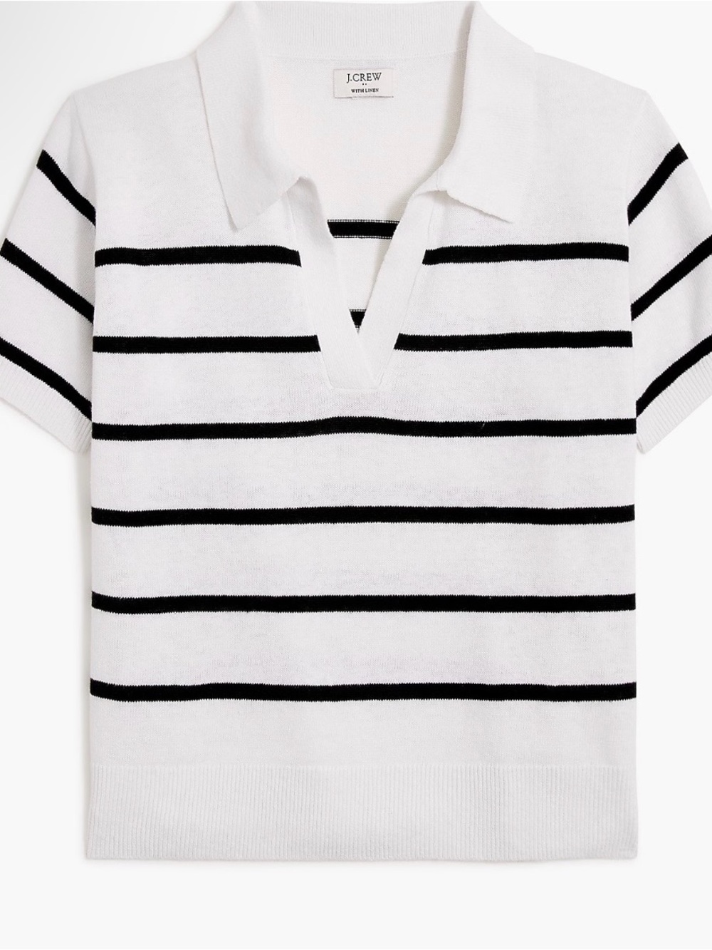 Nwt J. Crew Striped linen-blend short-sleeve polo sweater size medium